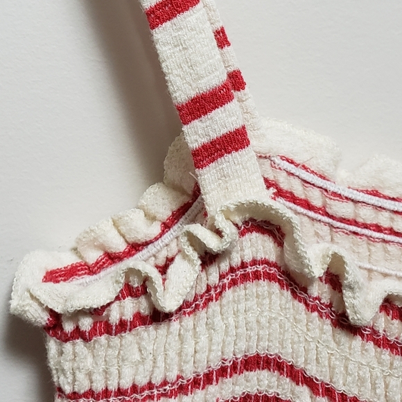 Caution To The Wind Maxi Shoulder Strap Red & Cream Striped Dress Soft Women M - Picture 5 of 6